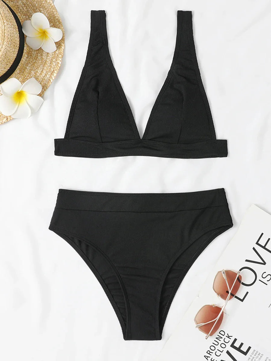 Sexy Bikinis 2025 Women Solid Swimsuit Women Padded Swimwear Female Beachwear Bathers Bathing Swimming Swim Suit