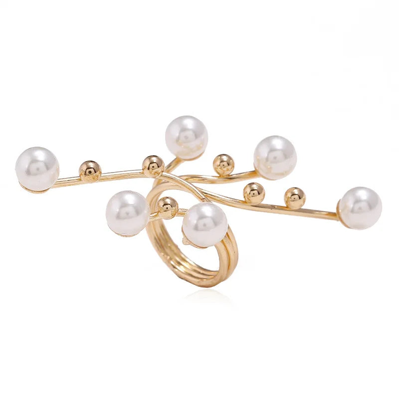 Fine Pearl Thin Ring For Women Minimalist Basic Style Fashion Jewelry Gold Color Knuckle Ring Ladies Beach Party Ring Gifts BFF