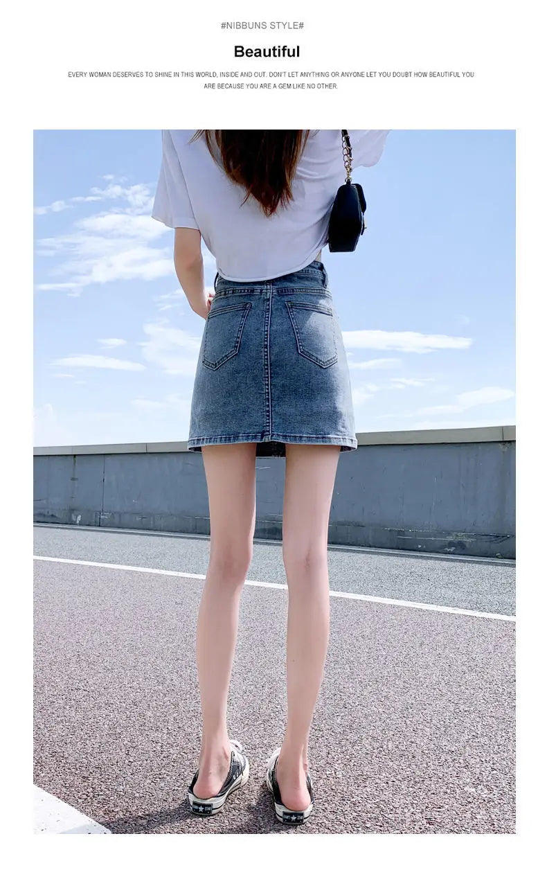 Very Shorts Sexy Mini Pants Skirt Womens 2024 Hip High Waist Tight Korean Style Fashion Summer Jean Skirts for Women Denim Black