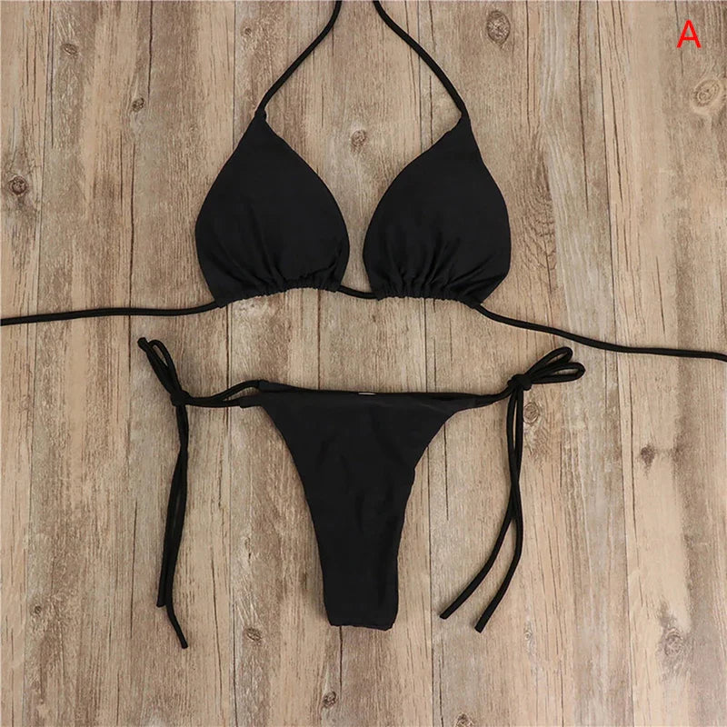 Sexy Women Summer Swimwear Bikini Set Bra Tie Side G-String Thong Beach e Suit Swimsuit Bathing Suit Swimming Suit