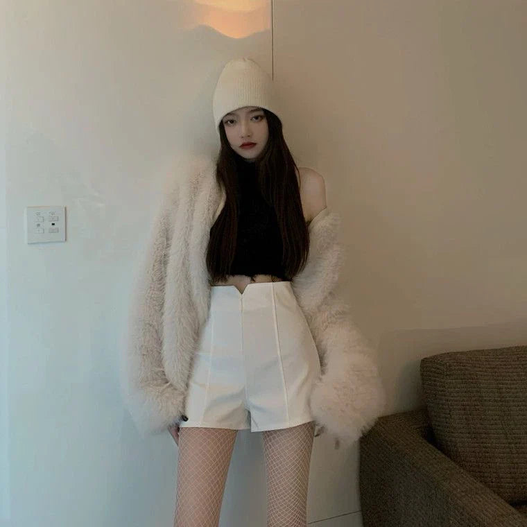 Mini Cute Women's Shorts Short Pants for Woman To Wear Skinny Sexy Knit Tight Kawaii Booty White Y2k Harajuku Outdoor Low Price