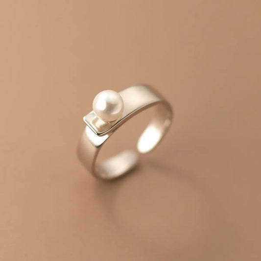 Original 925 Sterling Silver Pearl Rings For Women Counple Wedding Engagement Silver Women's Vintage Ring Jewelry