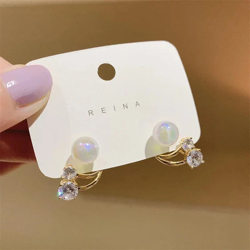 Luxury Crystal Flower Drop Dangle Earrings for Women Fashion Statement Wedding Ear Jewelry Accessory Pearl Party Wholesale