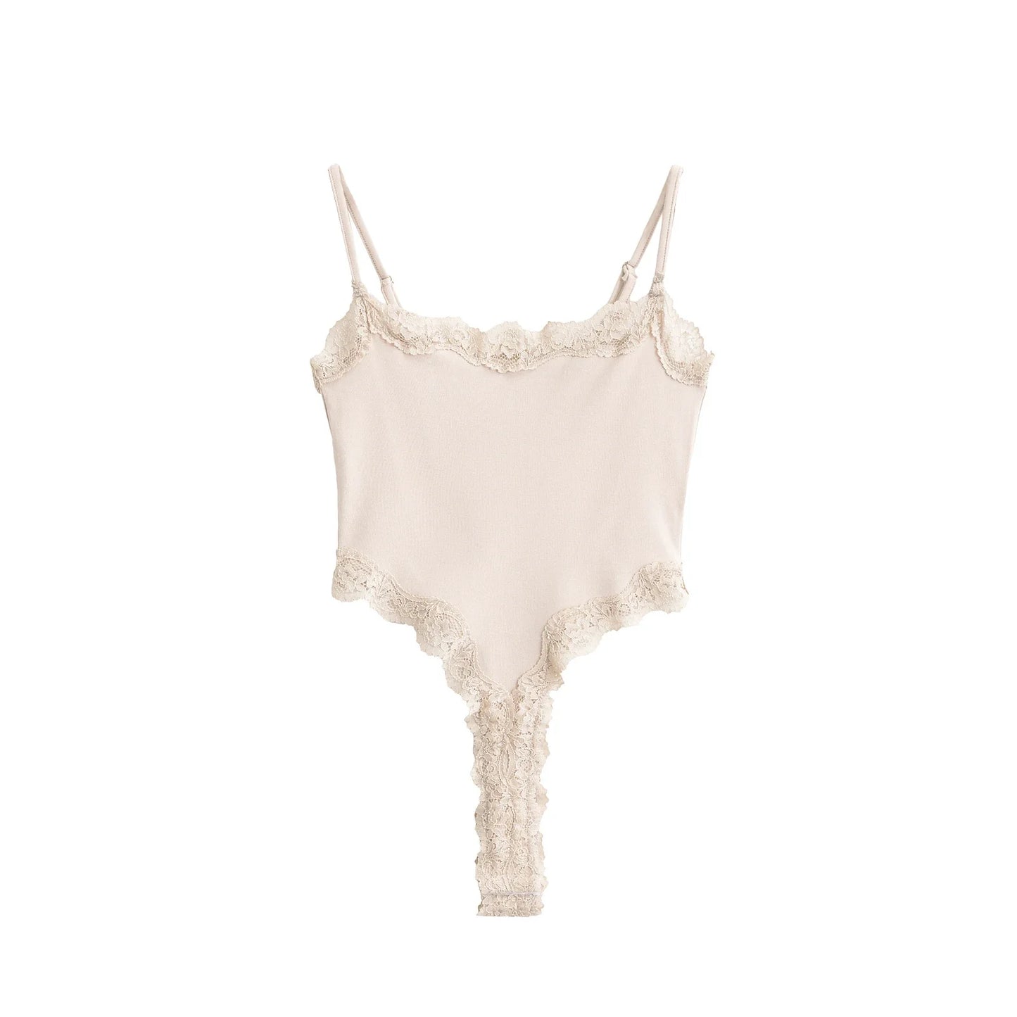 Sexy Bodysuit Tops For Women 2025 Summer Y2k Clothes Lace Panel BodySuits Women Solid Color Cami Bodysuit Backless Lace Top Pink
