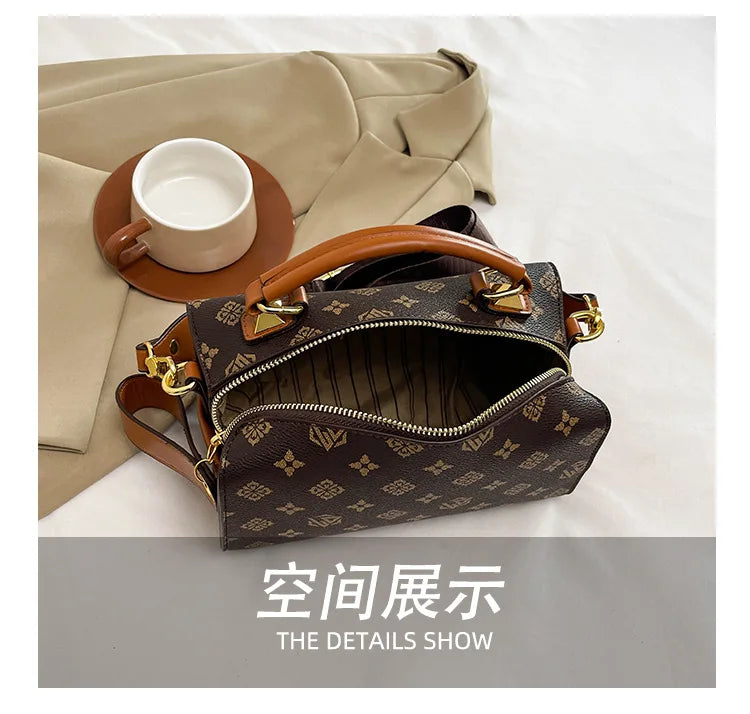 2025 New Boston Bag for Women Fashion Printed Pillow Bag Wide Strap Shoulder Crossbody Bag Casual Work