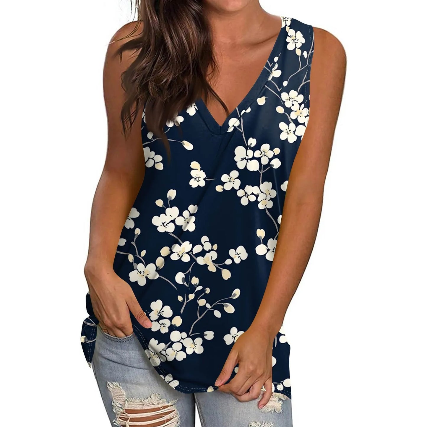Tank Tops for Women 2025 Summer Sleeveless V Neck Blouses Plus Size Cotton Shirts Casual Vest Tops Beach Clothes Womens Pullover