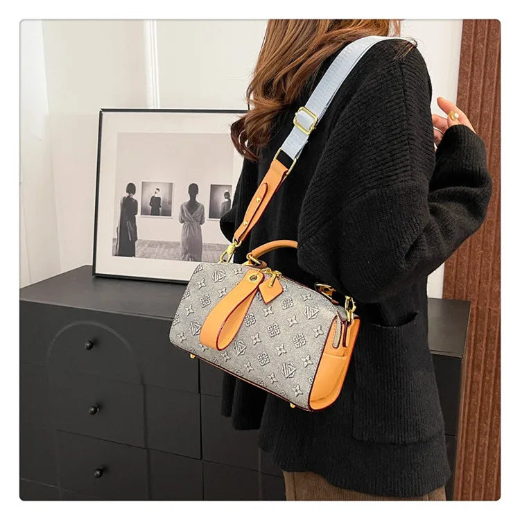 2025 New Boston Bag for Women Fashion Printed Pillow Bag Wide Strap Shoulder Crossbody Bag Casual Work