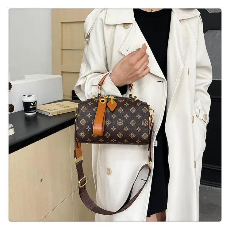 2025 New Boston Bag for Women Fashion Printed Pillow Bag Wide Strap Shoulder Crossbody Bag Casual Work