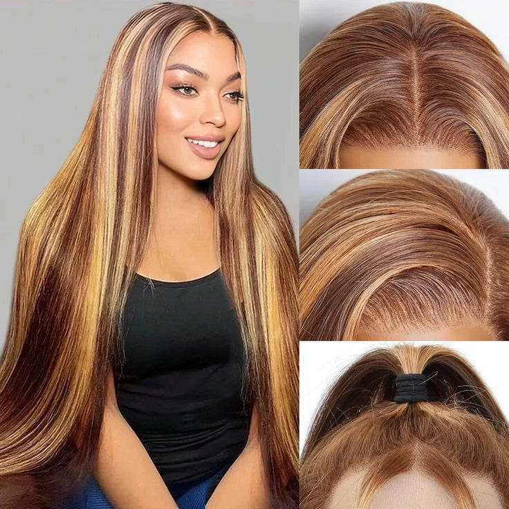 Highlight Straight Human Hair Wigs 9x6 HD Lace Front Human Hair Wigs Ombre Straight Wave Lace Front Wigs Brazilian Human Hair