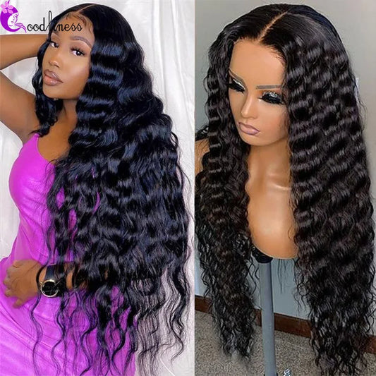Loose Deep Wave Wig 13x6 Lace Frontal Wig 5x5 HD Lace Closure Human Hair Wigs Brazilian Pre Plucked Deep Curly Front Wig Women