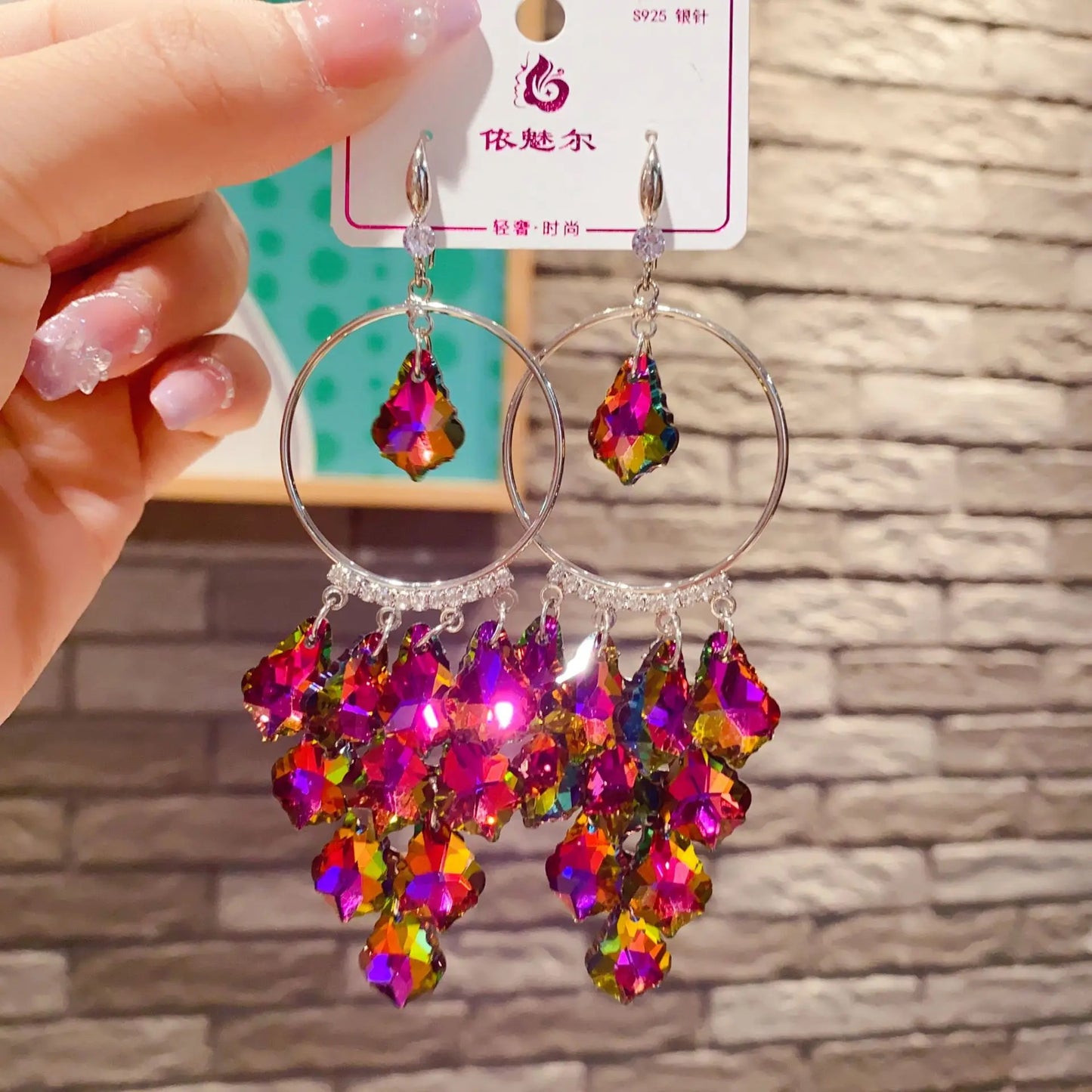 Luxury Crystal Earrings for Women Charming Artifical Crystal Dangling Earrings Wedding Party Jewelry