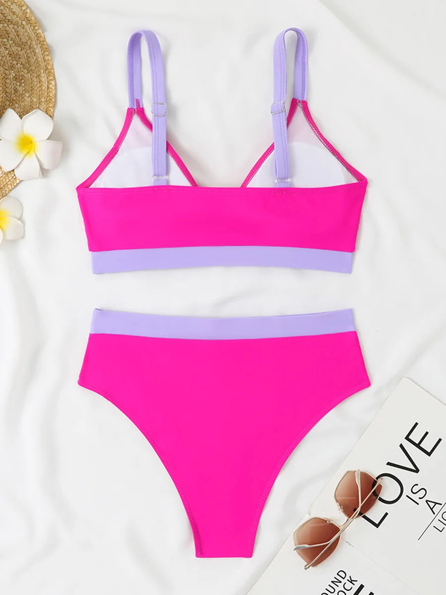 2025 Strappy Bikini High Waist Swimsuit Women Sexy Solid Swimwear Female Bathers Swimming Bathing Swimming Swim Suit Beachwear