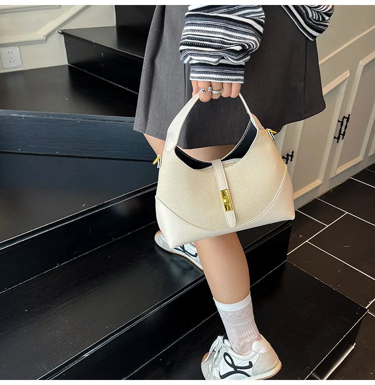 2025 Colorblock Baguette Bag for Women - Boho Vegan Crossbody, Adjustable Shoulder Clutch & Minimalist Commuter Chic