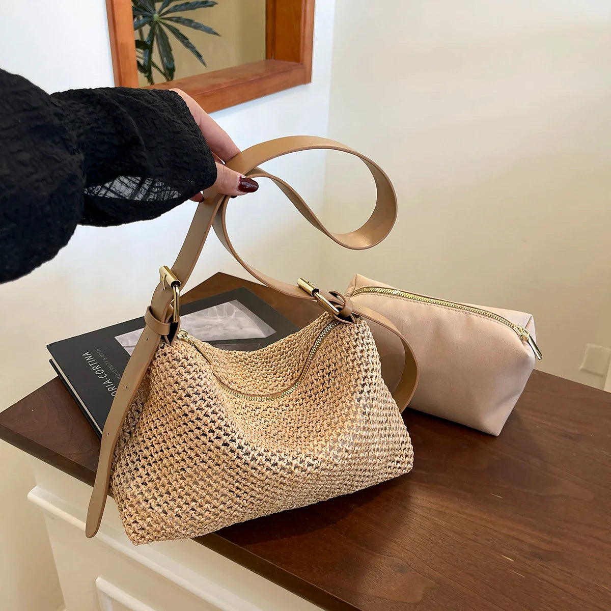 Handbags handbags for women luxury handbags for women Summer niche high sense one shoulder grass woven bag girl 2025