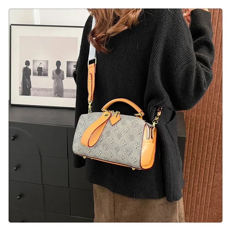 2025 New Boston Bag for Women Fashion Printed Pillow Bag Wide Strap Shoulder Crossbody Bag Casual Work
