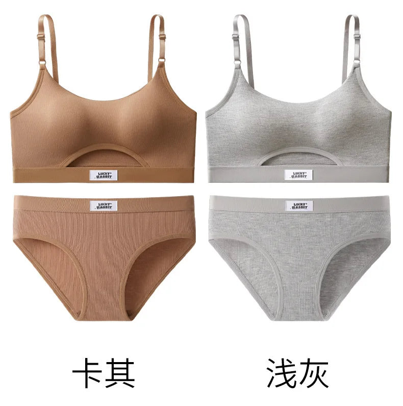 Womens Bikini Set Bra Low Waist Panties Solid Seamless Bralette Sexy Lingeries Suit Sport Brassiere Female Underwear Set