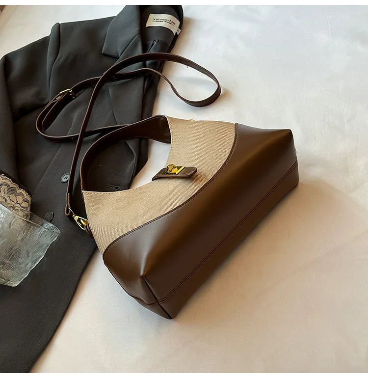2025 Colorblock Baguette Bag for Women - Boho Vegan Crossbody, Adjustable Shoulder Clutch & Minimalist Commuter Chic