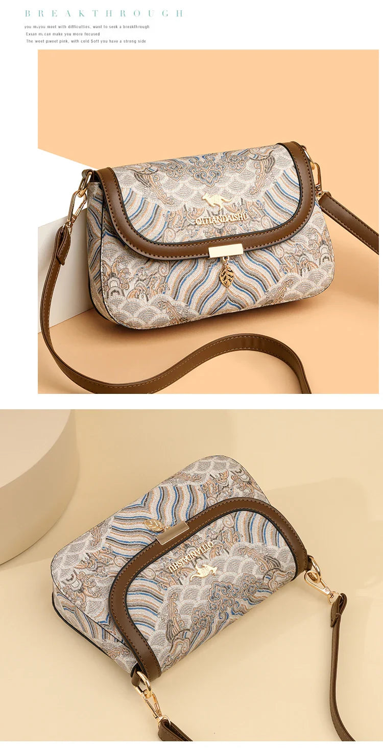 Bags for Women 2025 New Crossbody Bag Women's Bag Printed Fashion Middle-Aged Mother Bag Versatile Shoulder Bag Commuter Bag