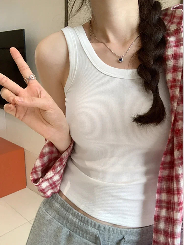 Tank Soft Top For Women Summer 2025 Outfits Tight And Sexy Tank Top Knitted Bottom Shirt And Sleeveless Top For Outerwear