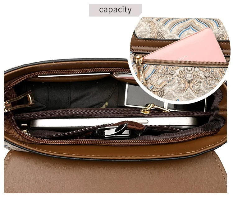 Bags for Women 2025 New Crossbody Bag Women's Bag Printed Fashion Middle-Aged Mother Bag Versatile Shoulder Bag Commuter Bag