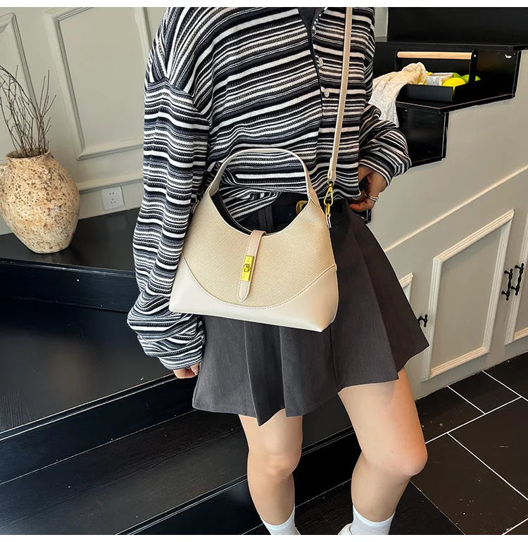 2025 Colorblock Baguette Bag for Women - Boho Vegan Crossbody, Adjustable Shoulder Clutch & Minimalist Commuter Chic