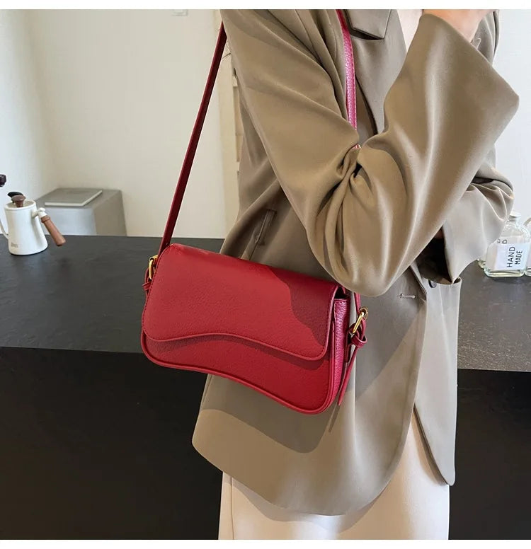 Bag Women 2025 Fashion Texture Lychee Pattern Small Square Bag Simple Commuter Versatile Single Shoulder Crossbody Bag