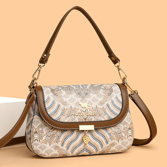 Bags for Women 2025 New Crossbody Bag Women's Bag Printed Fashion Middle-Aged Mother Bag Versatile Shoulder Bag Commuter Bag