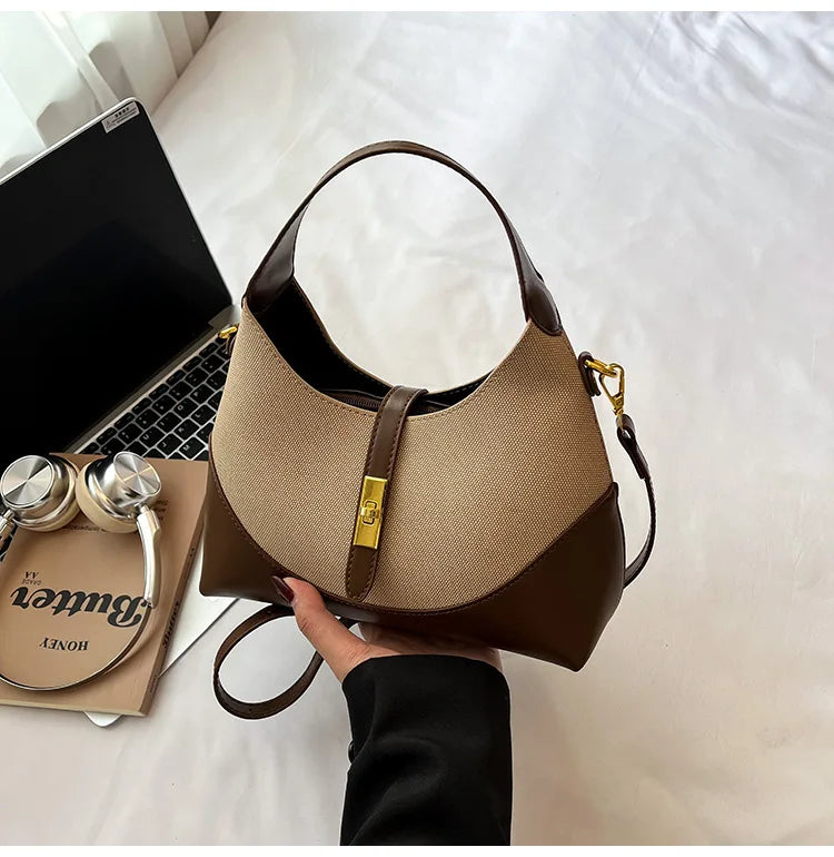 2025 Colorblock Baguette Bag for Women - Boho Vegan Crossbody, Adjustable Shoulder Clutch & Minimalist Commuter Chic