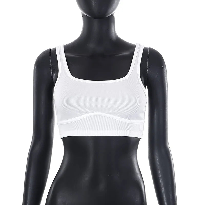 Solid White Tank Top Women Summer Clothes Square Collar Bottom Corset Sleeveless Y2k Accessories Cute Ropa De Mujer Streetwear