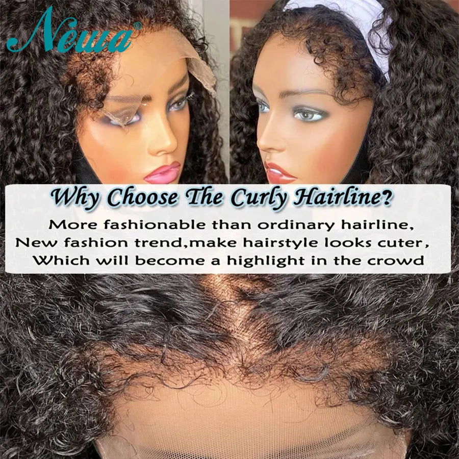 Curly Baby Hair Wig 13x6 HD Transparent Lace Front Wig Natural Hairline Lace Frontal Human Hair Wig Pre Plucked Glueless Wigs