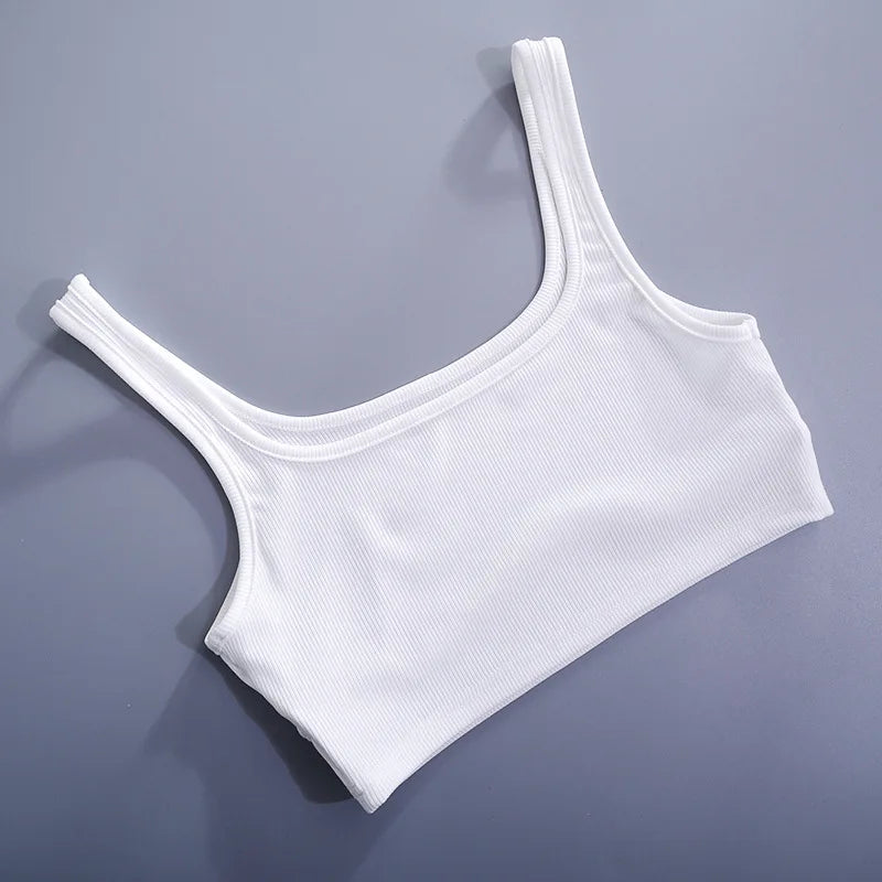 Solid White Tank Top Women Summer Clothes Square Collar Bottom Corset Sleeveless Y2k Accessories Cute Ropa De Mujer Streetwear