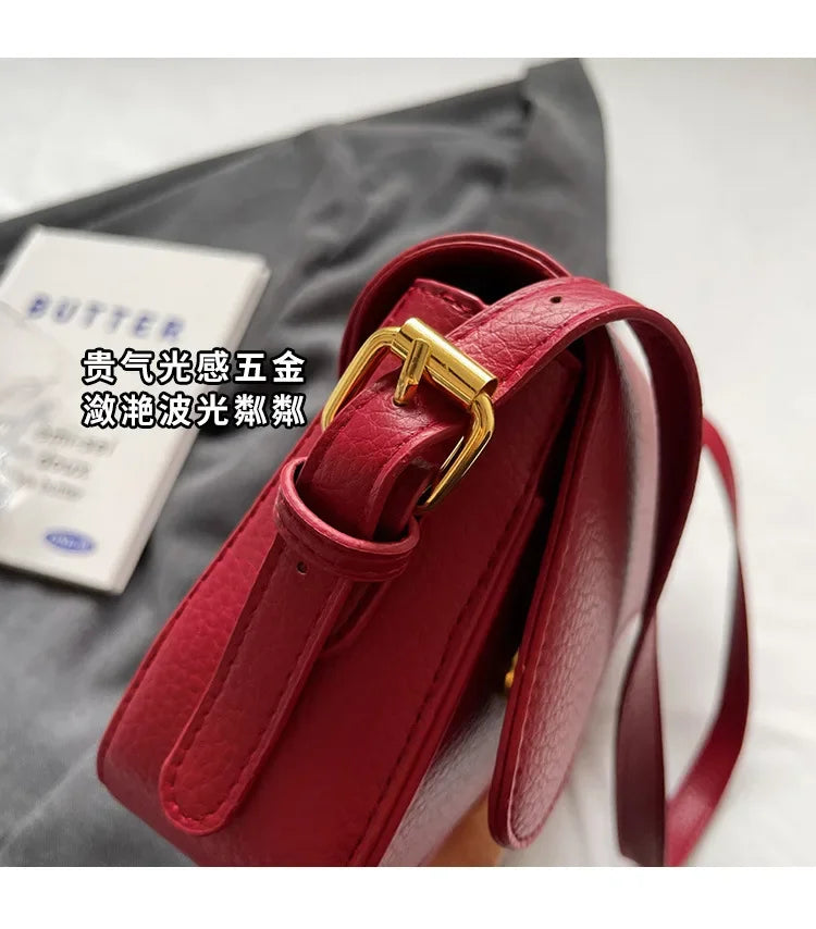 Bag Women 2025 Fashion Texture Lychee Pattern Small Square Bag Simple Commuter Versatile Single Shoulder Crossbody Bag