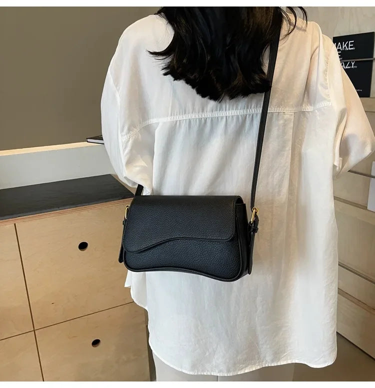 Bag Women 2025 Fashion Texture Lychee Pattern Small Square Bag Simple Commuter Versatile Single Shoulder Crossbody Bag