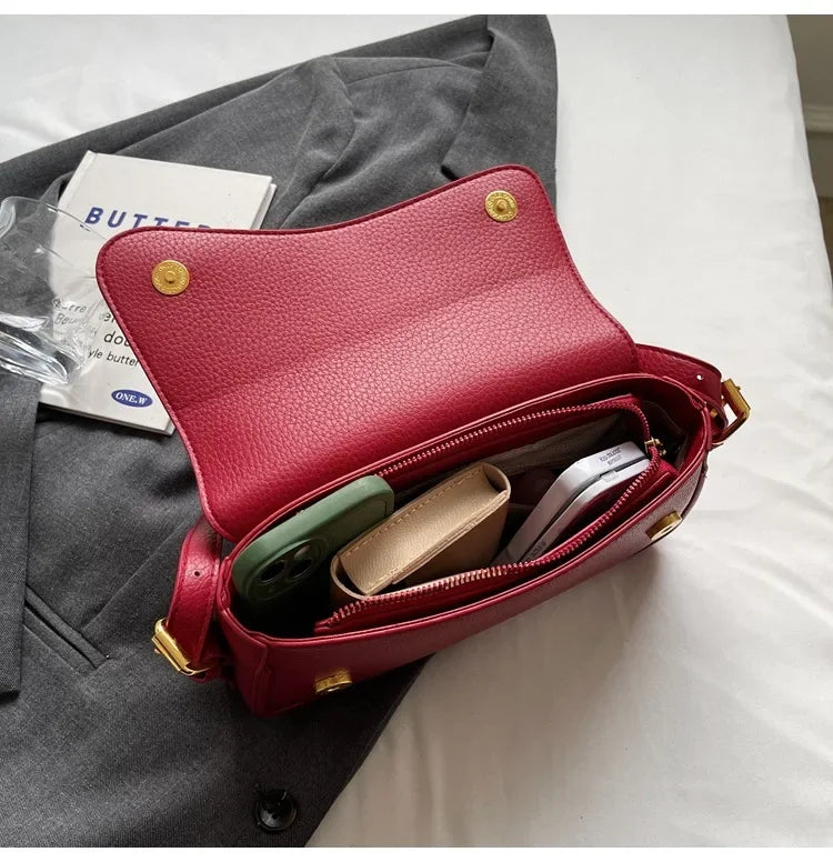 Bag Women 2025 Fashion Texture Lychee Pattern Small Square Bag Simple Commuter Versatile Single Shoulder Crossbody Bag