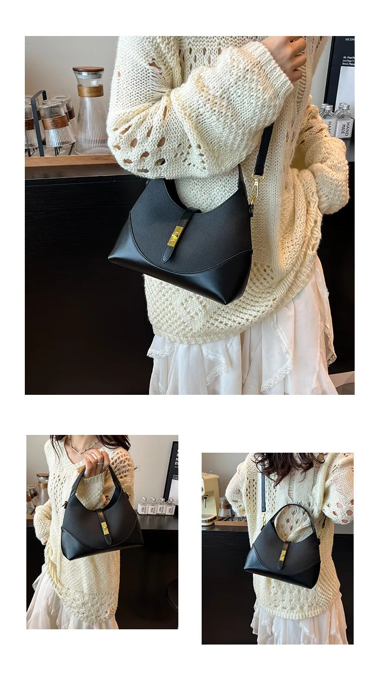 2025 Colorblock Baguette Bag for Women - Boho Vegan Crossbody, Adjustable Shoulder Clutch & Minimalist Commuter Chic