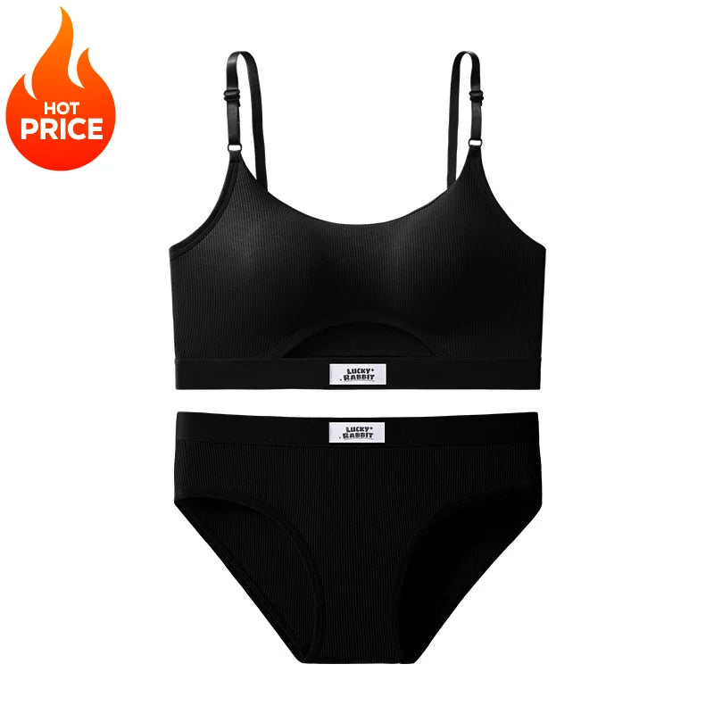 Womens Bikini Set Bra Low Waist Panties Solid Seamless Bralette Sexy Lingeries Suit Sport Brassiere Female Underwear Set