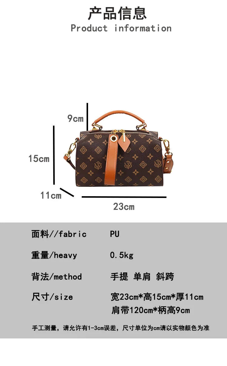 2025 New Boston Bag for Women Fashion Printed Pillow Bag Wide Strap Shoulder Crossbody Bag Casual Work