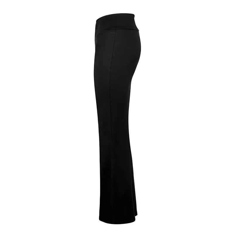 Black Sexy Women's Trousers New Summer Streetwear Fashion Casual Slim Versatile Skinny Pants Elegant Female Knitted Bell Bottoms