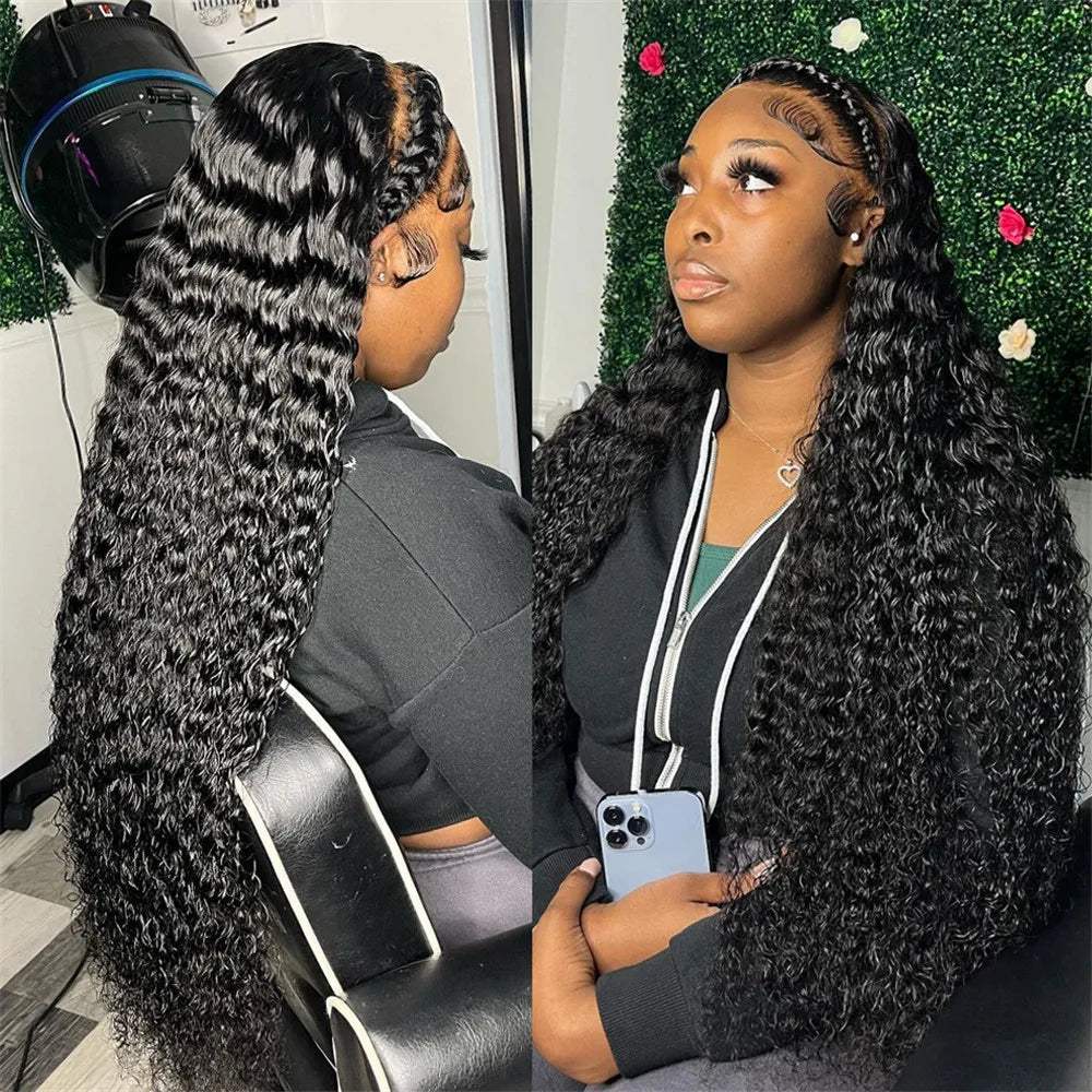 40 Inch 13x4 Curly Lace Front Human Hair Wigs 13x6 Hd Loose Deep Wave  Lace Frontal Wig Pre Plucked Brazilian Hair Wig For Women