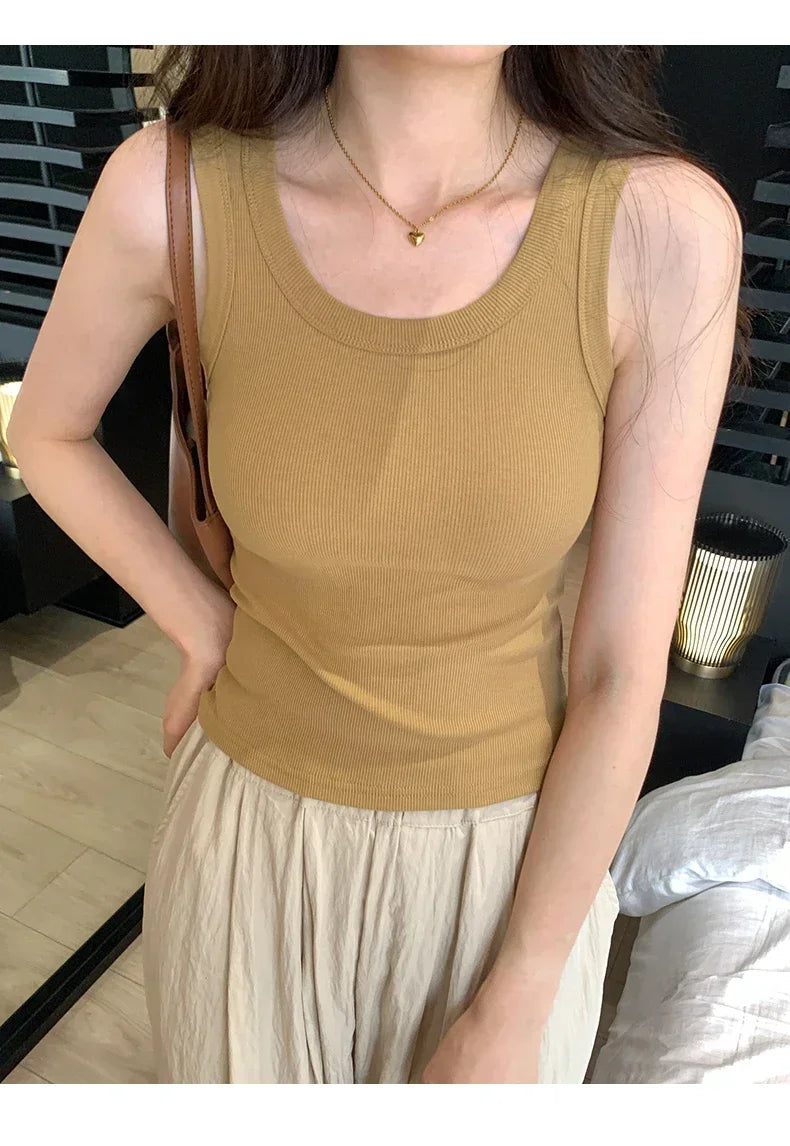 Tank Soft Top For Women Summer 2025 Outfits Tight And Sexy Tank Top Knitted Bottom Shirt And Sleeveless Top For Outerwear