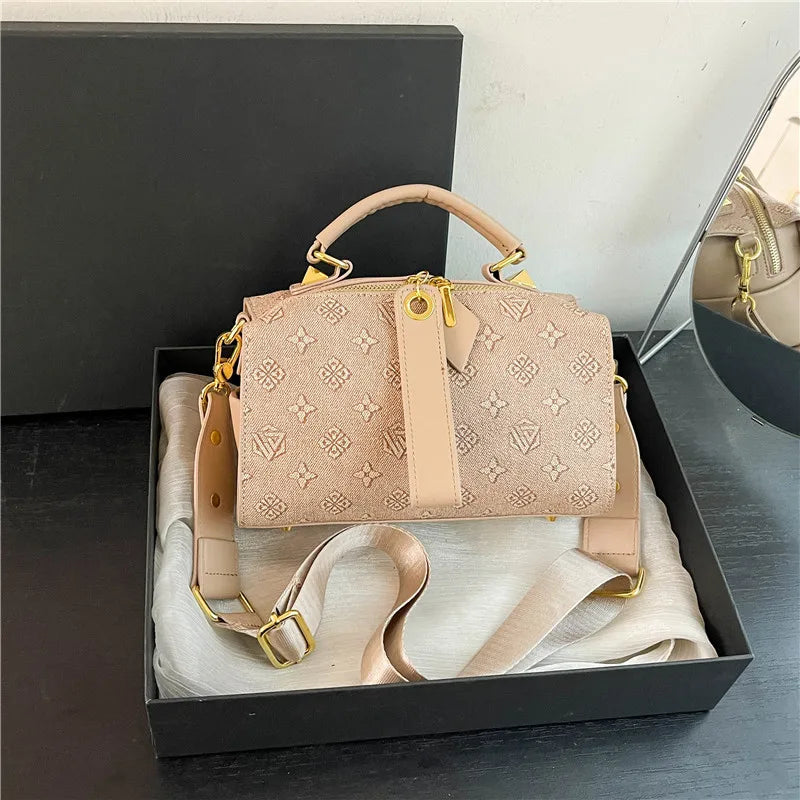 2025 New Boston Bag for Women Fashion Printed Pillow Bag Wide Strap Shoulder Crossbody Bag Casual Work