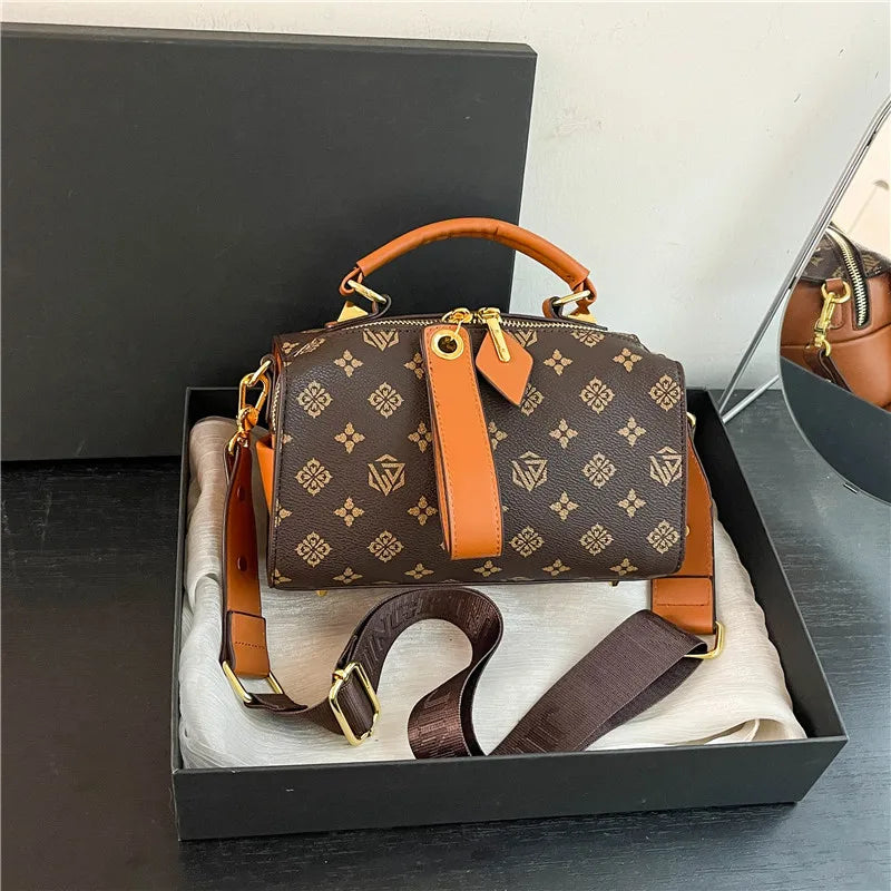 2025 New Boston Bag for Women Fashion Printed Pillow Bag Wide Strap Shoulder Crossbody Bag Casual Work