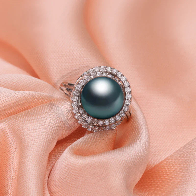 Natural Big Pearl Rings For Women,Wedding Freshwater Pearl Ring 925 Silver Fashion Jewelry
