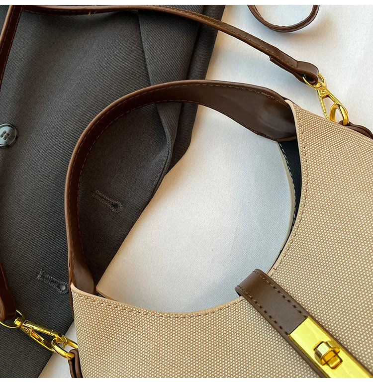 2025 Colorblock Baguette Bag for Women - Boho Vegan Crossbody, Adjustable Shoulder Clutch & Minimalist Commuter Chic