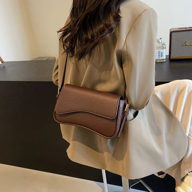 Bag Women 2025 Fashion Texture Lychee Pattern Small Square Bag Simple Commuter Versatile Single Shoulder Crossbody Bag