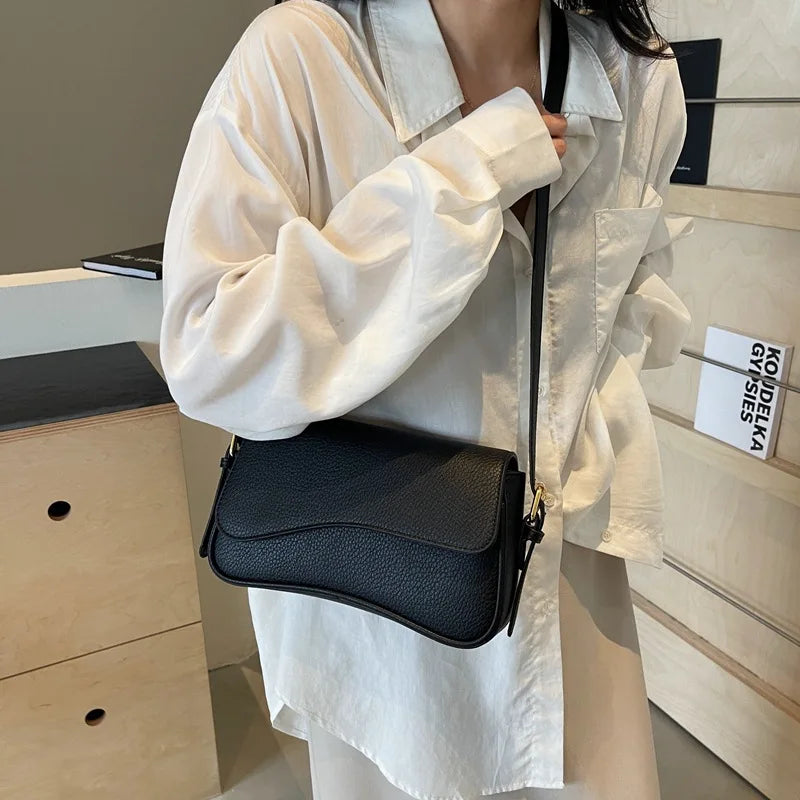 Bag Women 2025 Fashion Texture Lychee Pattern Small Square Bag Simple Commuter Versatile Single Shoulder Crossbody Bag