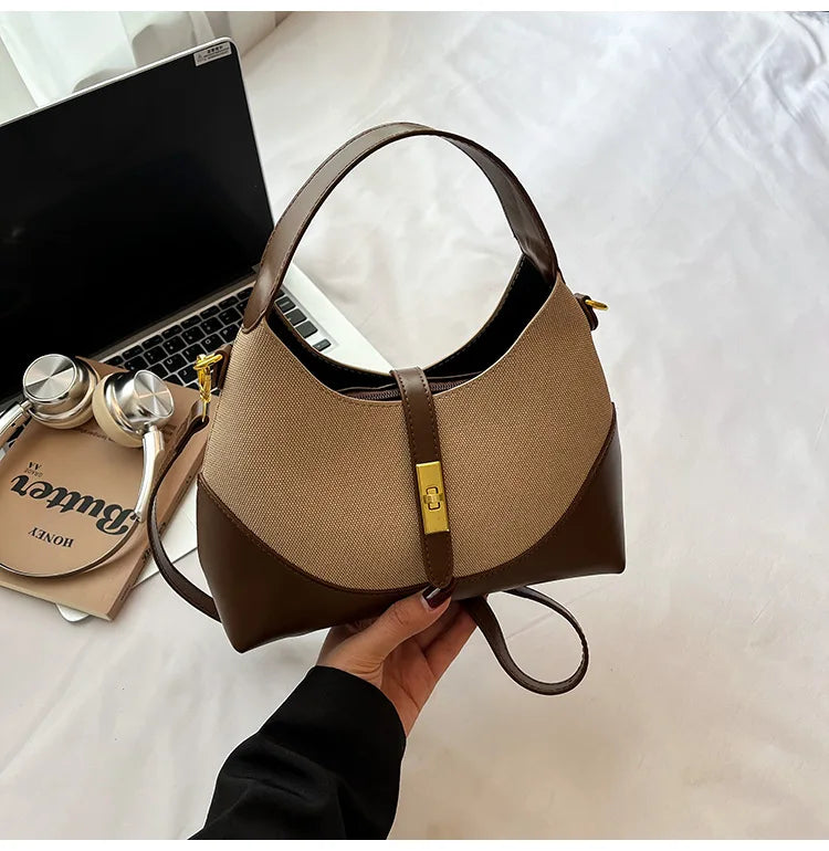 2025 Colorblock Baguette Bag for Women - Boho Vegan Crossbody, Adjustable Shoulder Clutch & Minimalist Commuter Chic