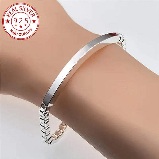 Elegant 925 Sterling Silver chain Bracelet for Women lady men party gift, Perfect Gift for Birthday, Wedding,Valentine'S Day