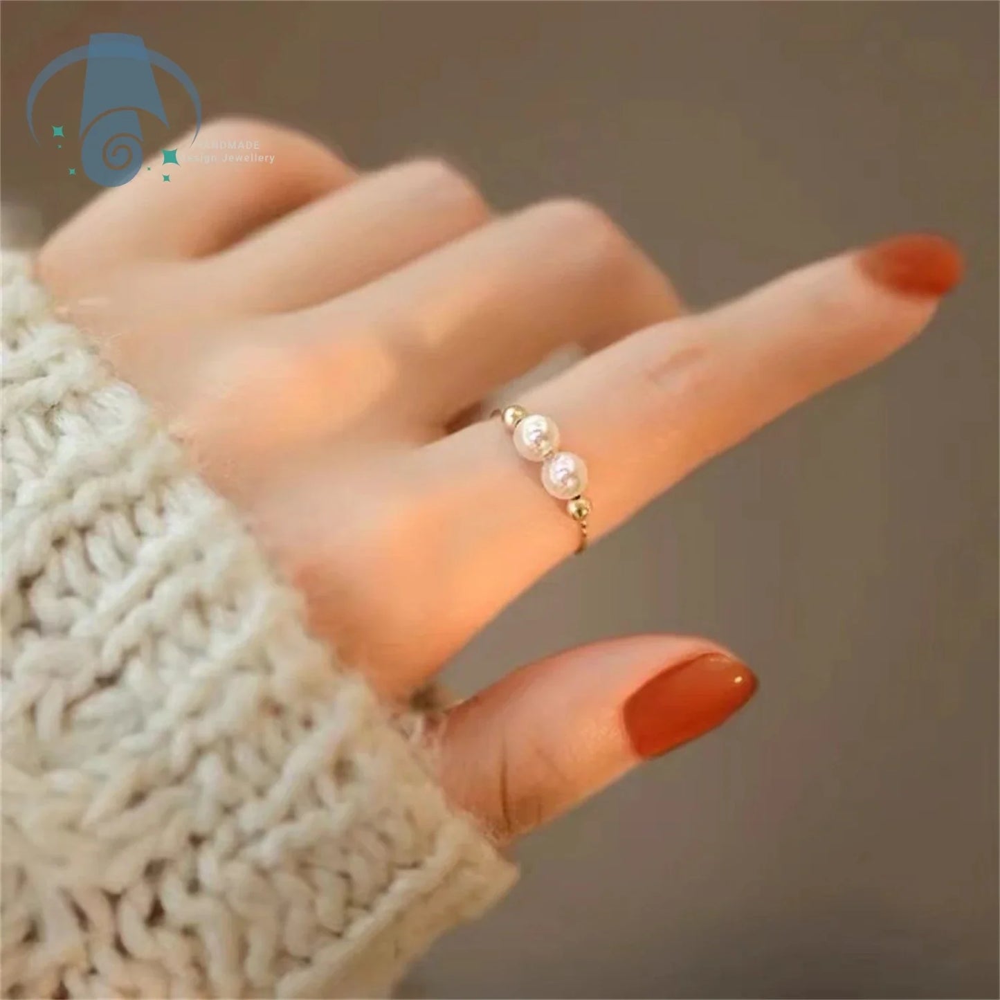 Elegant Minimalist Pearl Ring for Women Adjustable Open Band Simple Dainty Pinky Ring Luxury Trendy Stackable Jewelry Gift Idea
