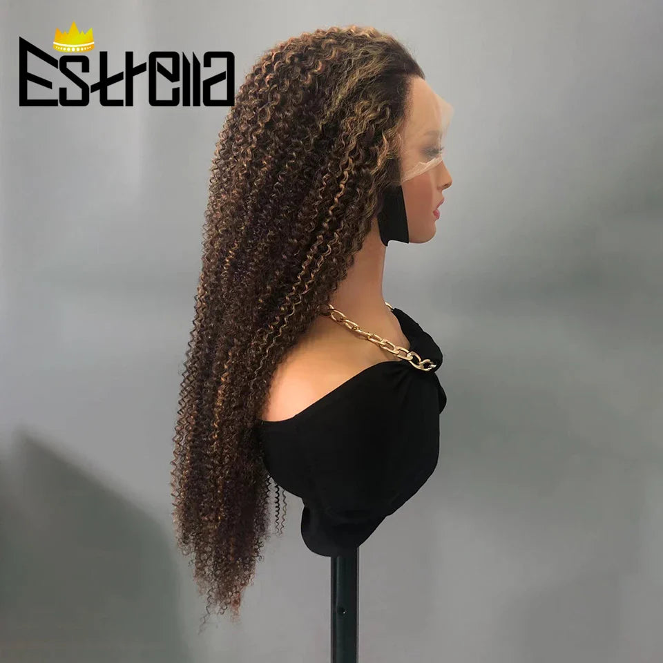 Afro Kinky Curly Human Hair Lace Frontal Wig 180% Density Brazilian 13x4 Curly Lace Front Human Hair Wigs For Women Pre Plucked